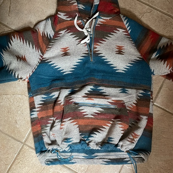 Main Strip Aztec Quarter Zip Hoodie Sweatershirt - Picture 3 of 4